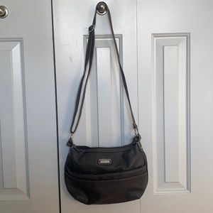 Rossetti Grey Vegan Leather Multi Pocket Adjustable Crossbody Shoulder Bag